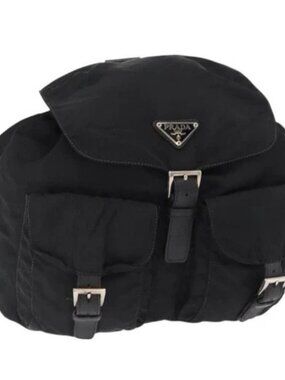 PRADA Backpack Nylon Black Silver Auth bs32149